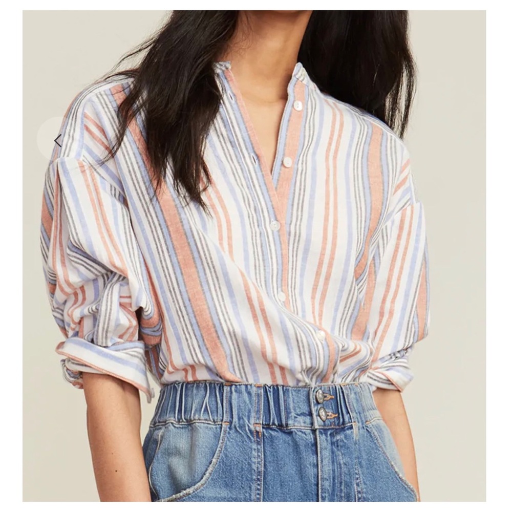 Veronica Beard Striped Long Sleeve Shirt Size M